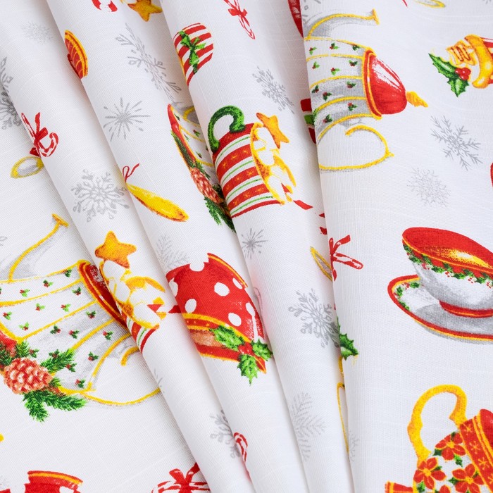 Скатерть "Новогоднее чаепитие" 220х144 см, 100% хлопок, 164 г/м2