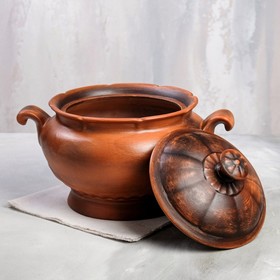 

Жаровня "Тыковка", гладкая, с резной крышкой, красная глина, 5 л