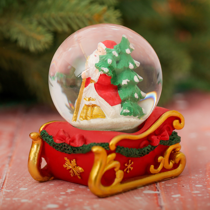Набор снежный шар и ёлочные украшения "Дед Мороз везёт подарки"