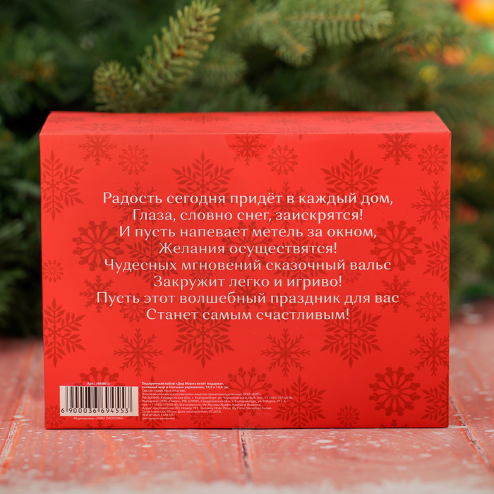 Набор снежный шар и ёлочные украшения "Дед Мороз везёт подарки"