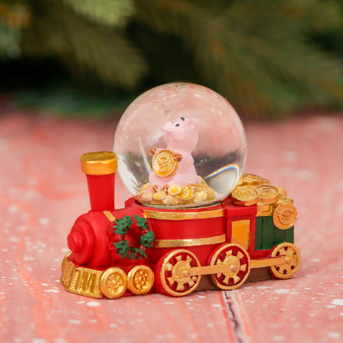 Набор снежный шар и ёлочные украшения "Свинка денег привезёт"