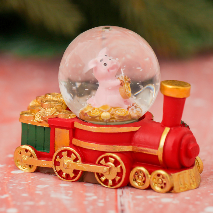 Набор снежный шар и ёлочные украшения "Свинка денег привезёт"