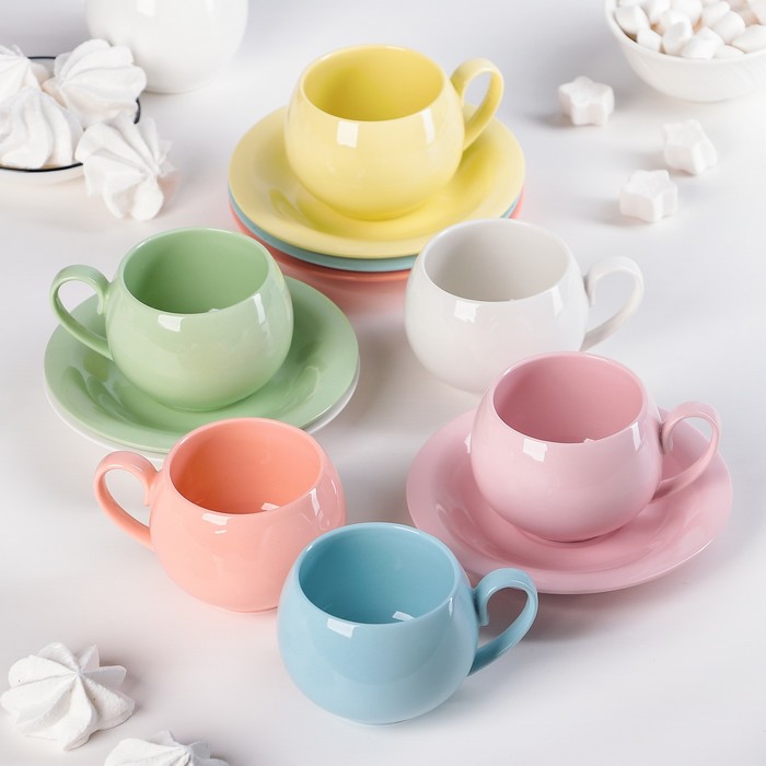 Сервиз чайный "Лучиано", 12 предметов: 6 чашек 220 мл, 11х7,5х6 см, 6 блюдец 14 см