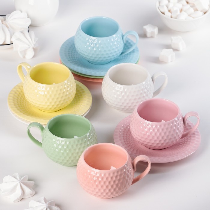 Сервиз чайный "Радуга", 12 предметов: 6 чашек 220 мл, 11х7,5х6 см, 6 блюдец 14 см