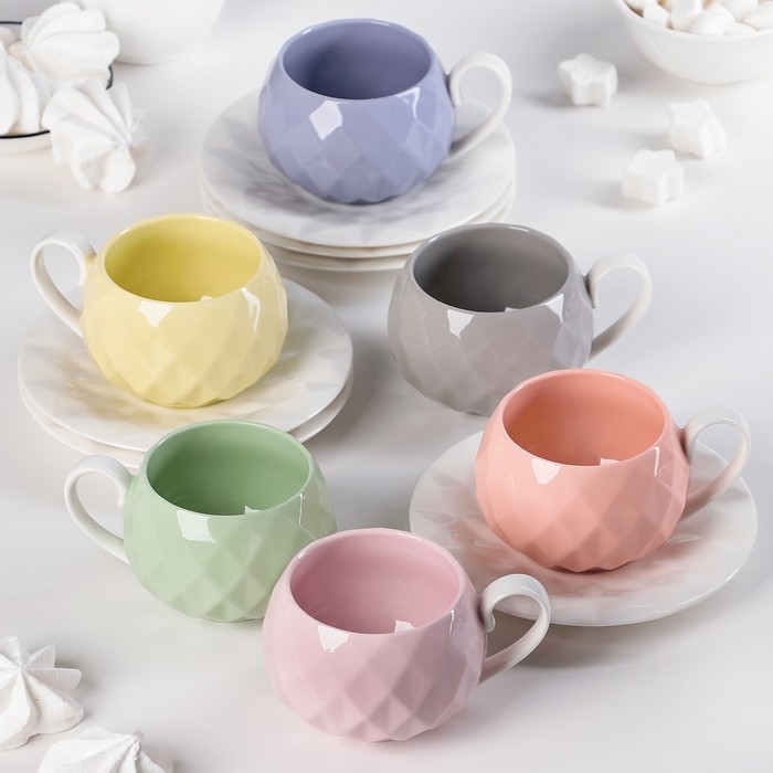 Сервиз чайный "Вернисаж", 12 предметов: 6 чашек 220 мл 11х7,5х6 см, 6 блюдец 14 см