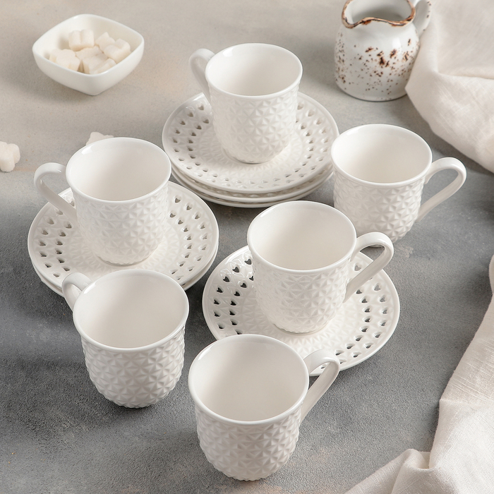 Сервиз чайный "Вдохновение", 12 предметов: 6 чашек 220 мл, 6 блюдец 14 см