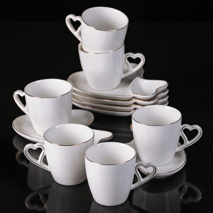 Набор чайный "Эстет", 12 предметов: 6 чашек 90 мл, 6 блюдец 13,5х11 см