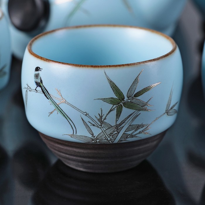 Набор чайный "Небесный", 9 предметов: чашка 70 мл, чахай 200 мл, чайник 200 мл, сито