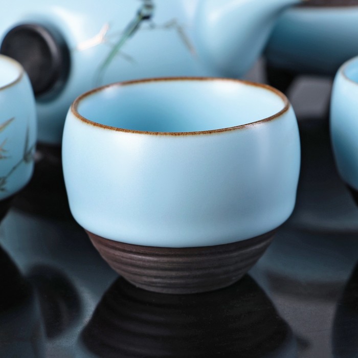 Набор чайный "Небесный", 9 предметов: чашка 70 мл, чахай 200 мл, чайник 200 мл, сито