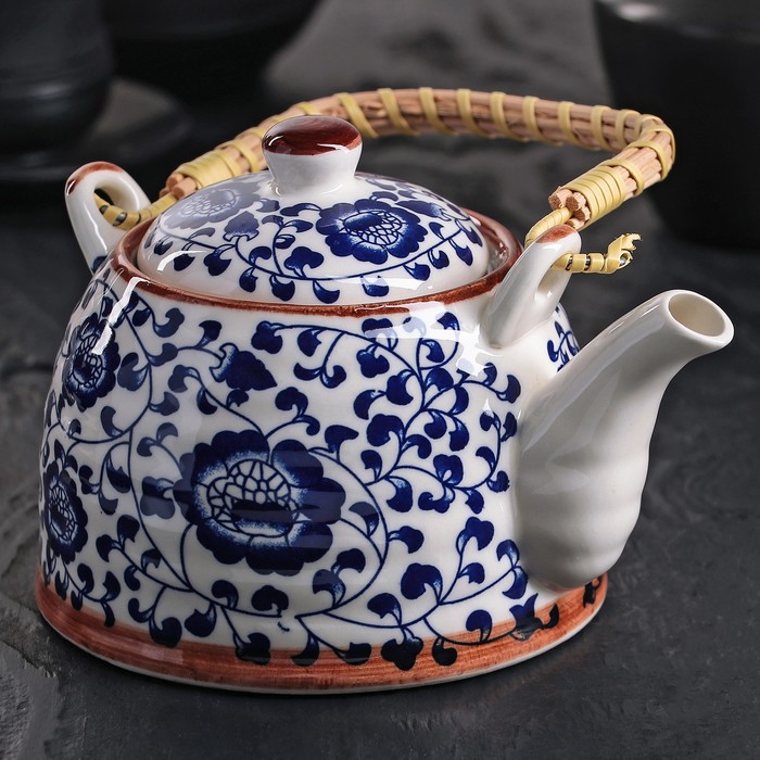 Чайник заварочный 600 мл "Синий узор", с металлическим ситом