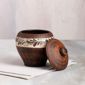 

Горшок духовой резной, ангоб, красная глина, 0.6 л