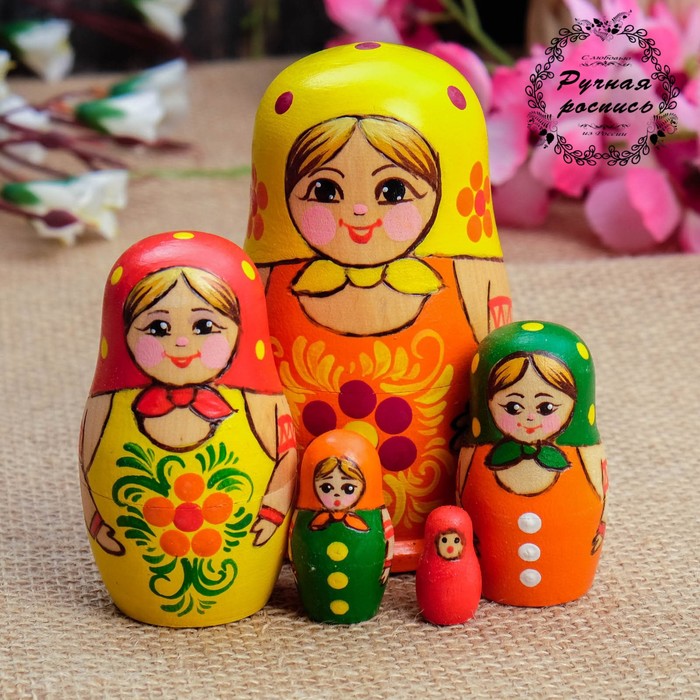 Матрёшка «Журавушка», с выжиганием, 5 кукольная, 11х6,5х5,5 см