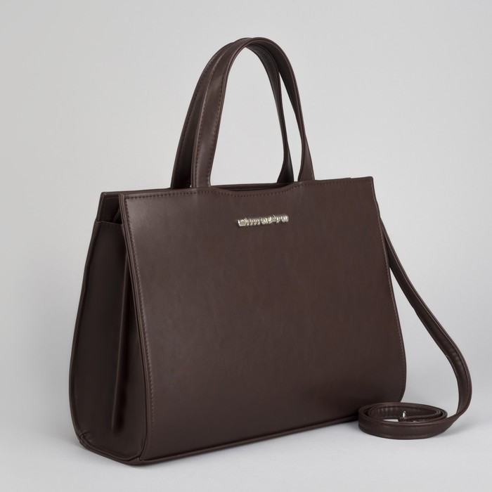 Сумка женская, отдел на молнии, наружный карман, цвет тёмно-коричневый