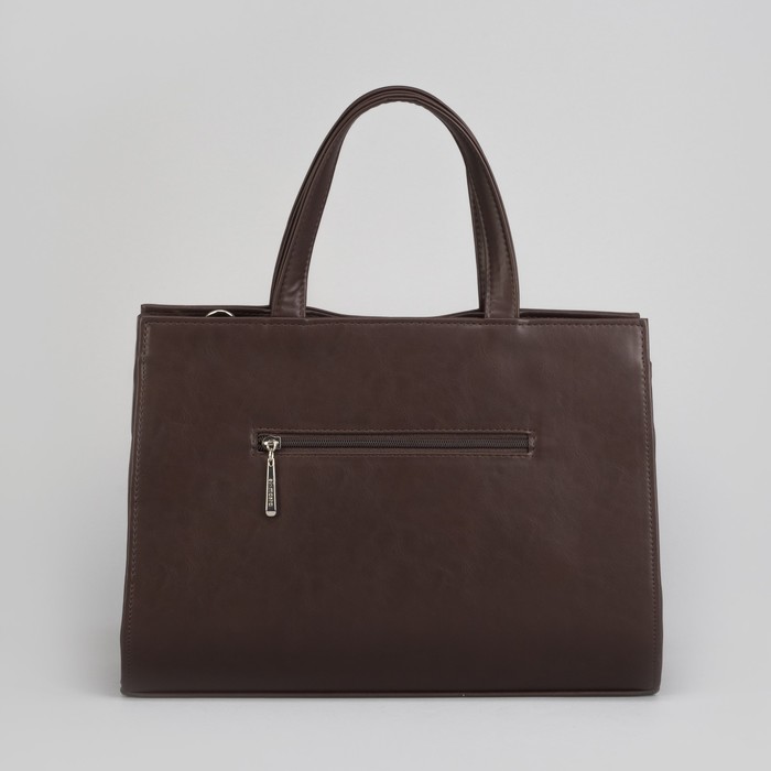 Сумка женская, отдел на молнии, наружный карман, цвет тёмно-коричневый