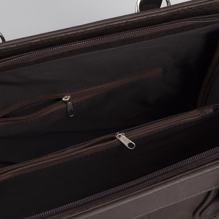 Сумка женская, отдел на молнии, наружный карман, длинный ремень, цвет коричневый