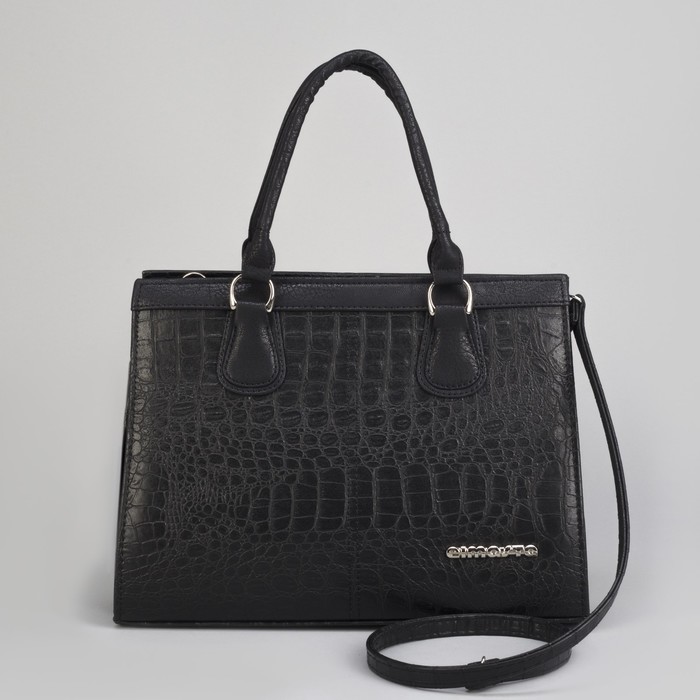 Сумка женская, отдел на молнии, наружный карман, длинный ремень, цвет чёрный