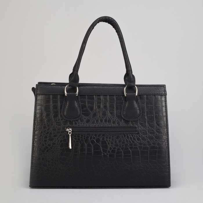 Сумка женская, отдел на молнии, наружный карман, длинный ремень, цвет чёрный