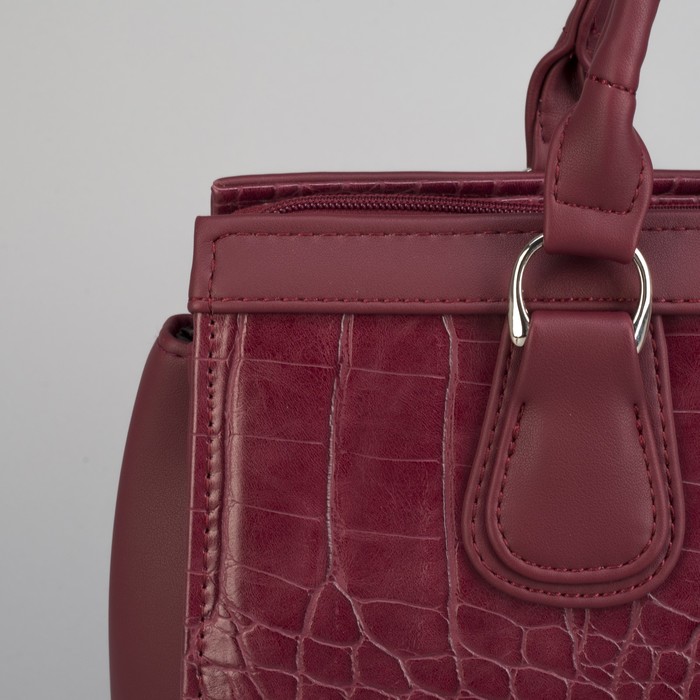 Сумка женская, отдел на молнии, наружный карман, длинный ремень, цвет бордовый