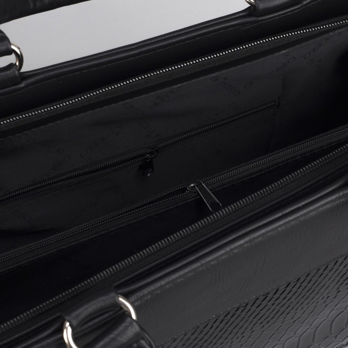 Сумка женская, отдел на молнии, наружный карман, длинный ремень, цвет чёрный