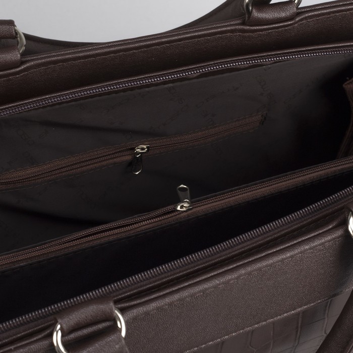 Сумка женская, отдел на молнии, наружный карман, длинный ремень, цвет коричневый