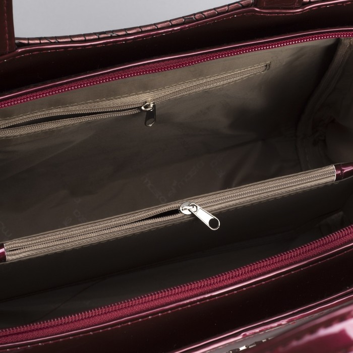 Сумка женская, отдел на молнии, наружный карман, цвет бордовый