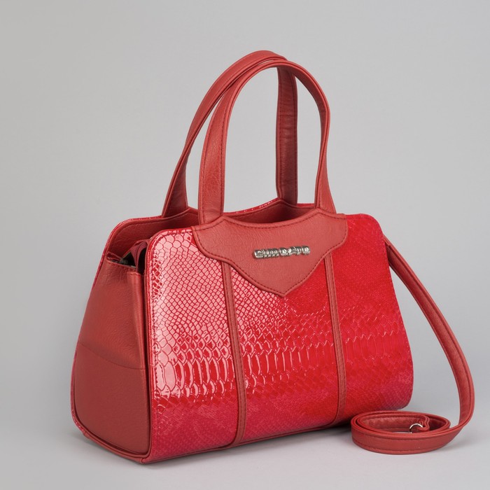 Сумка женская, отдел на молнии, наружный карман, цвет красный