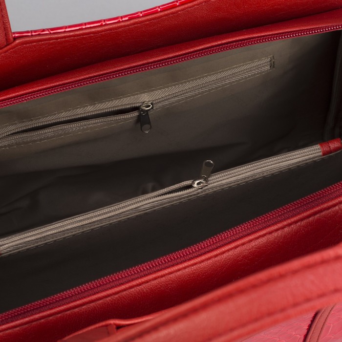 Сумка женская, отдел на молнии, наружный карман, цвет красный