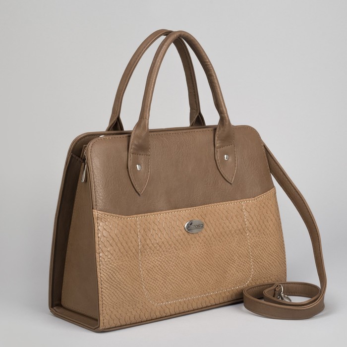 Сумка женская, отдел на молнии, 2 наружных кармана, длинный ремень, цвет коричневый