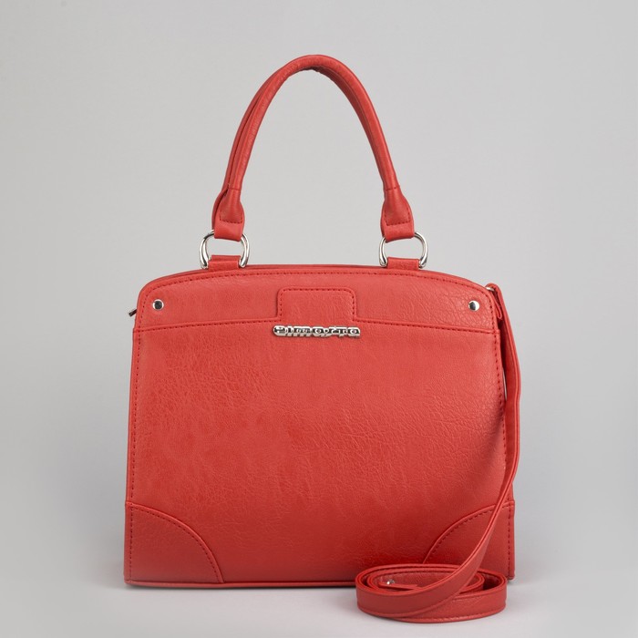 Сумка женская, отдел на молнии, наружный карман, длинный ремень, цвет красный