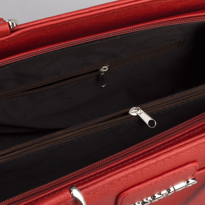 Сумка женская, отдел на молнии, наружный карман, длинный ремень, цвет красный