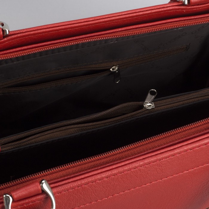 Сумка женская, отдел на молнии, наружный карман, цвет красный