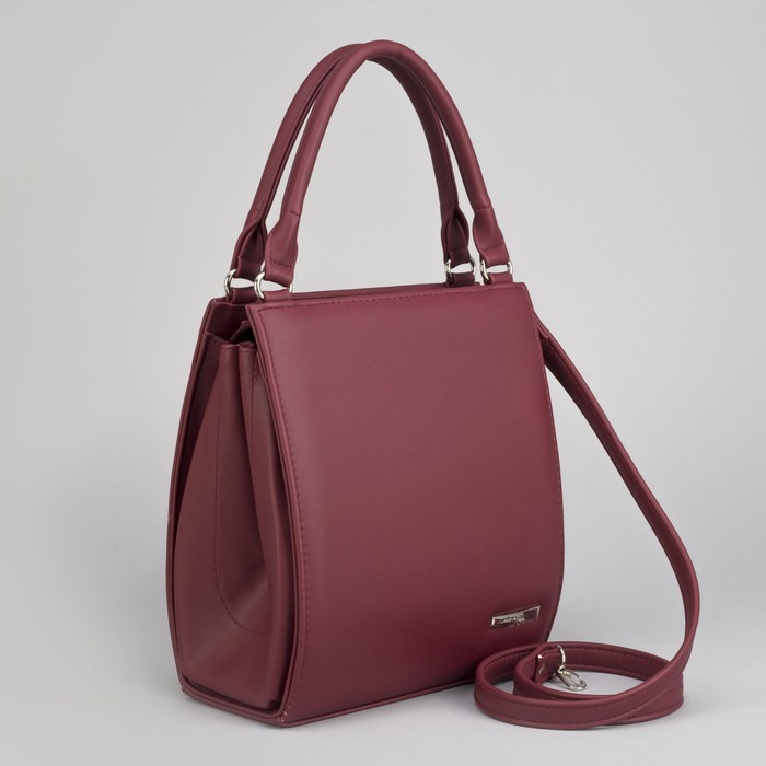 Сумка женская, отдел на молнии, наружный карман, длинный ремень, цвет бордовый