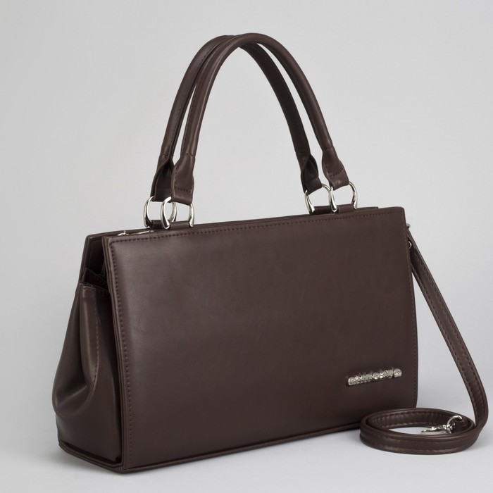 Сумка женская, отдел на молнии, наружный карман, длинный ремень, цвет коричневый