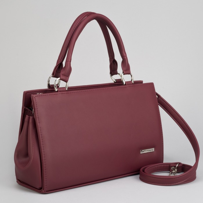 Сумка женская, отдел на молнии, наружный карман, длинный ремень, цвет бордовый