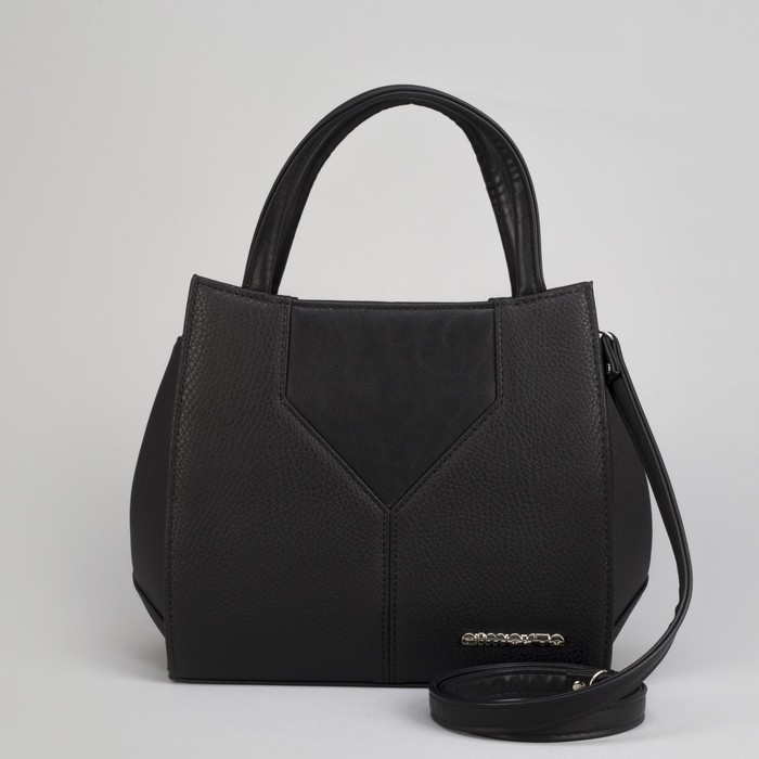 Сумка женская, замша, отдел с перегородкой на молнии, наружный карман, длинный ремень, цвет чёрный