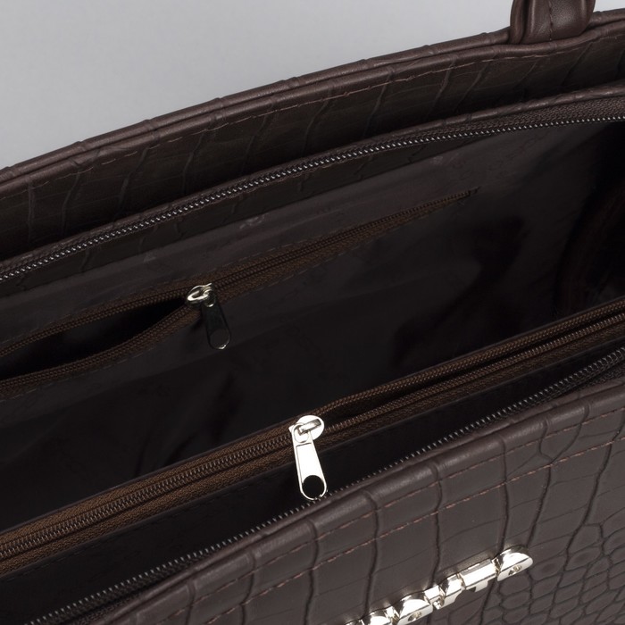 Сумка женская, отдел на молнии, наружный карман, цвет коричневый