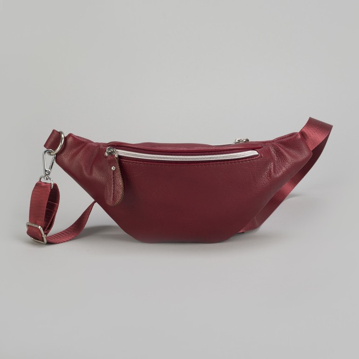 Сумка на пояс, отдел на молнии, наружный карман, цвет красный