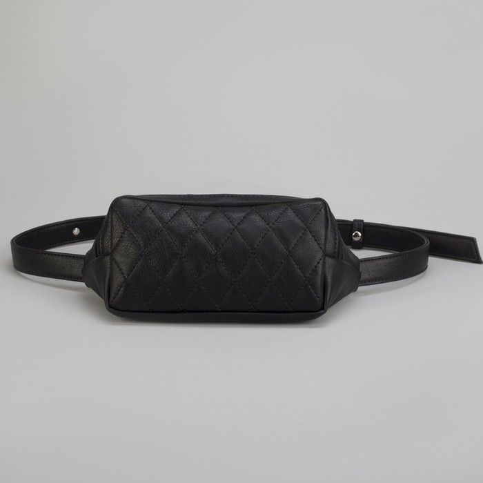 Сумка на пояс, отдел на молнии, стёжка, цвет чёрный