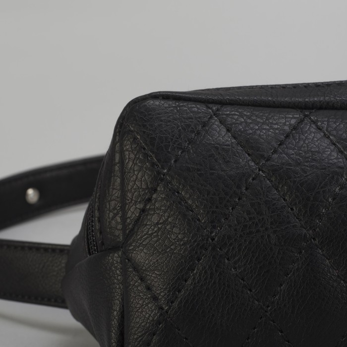 Сумка на пояс, отдел на молнии, стёжка, цвет чёрный