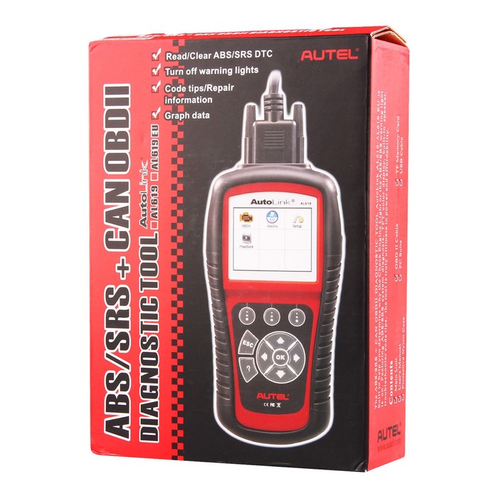 Сканер диагностический Autel Autolink AL619, OBD II, TFT color display 320 x 240, 8-18 В