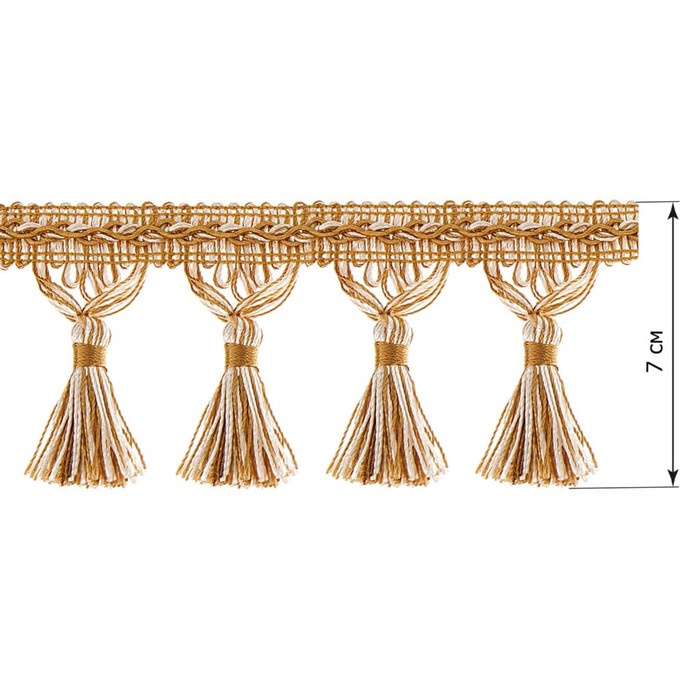 Бахрома в рулоне (25 м), цвет молочный/золотой