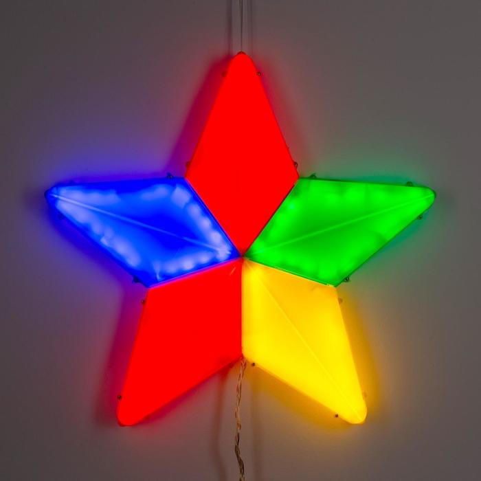 Фигура уличная "Звезда цветная", 44х44х4 см, пластик, 220В, 3 м провод, контр. 8р. МУЛЬТИ