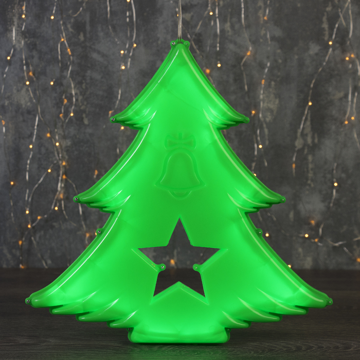 Фигура уличная "Елка", 33х33х4 см, пластик, 220 В, 3 м провод, фиксинг. ЗЕЛЕНЫЙ