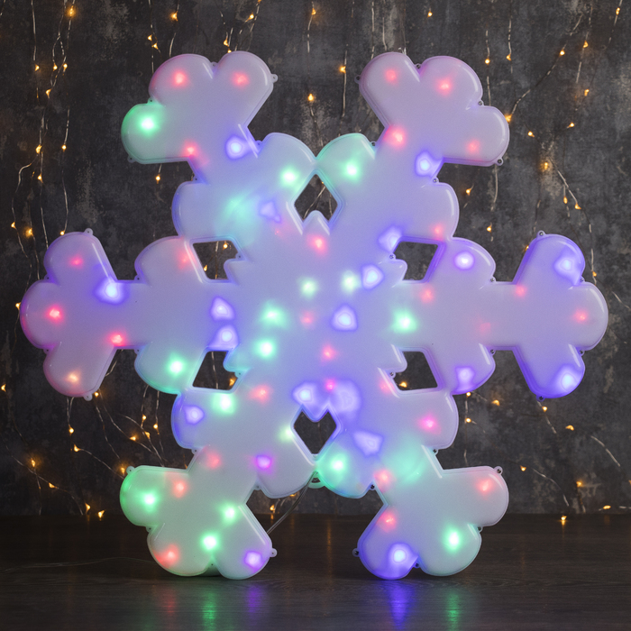 Фигура уличная "Снежинка белая", 53х53х3.5 см, пластик, 220В, 3 м провод, МУЛЬТИ (RG/RB)