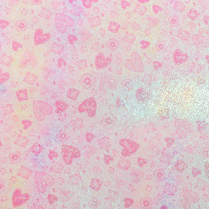 Бумага упаковочная перламутровая "Сердца", розовый, 50 х 70 см