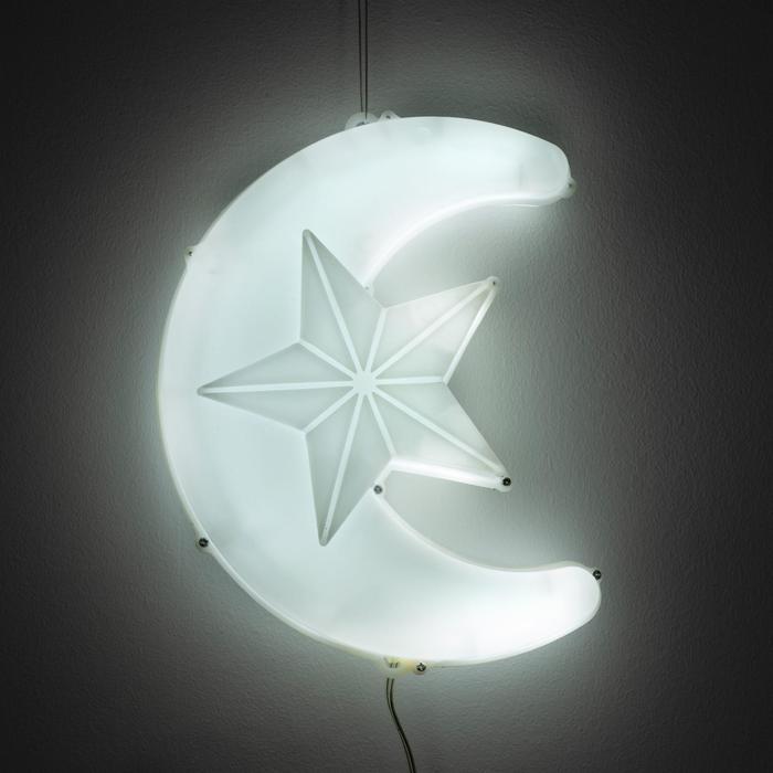 Фигура уличная "Месяц белый", 23х17х5 см, пластик, 220В, 3 метра провод, фиксинг, БЕЛЫЙ