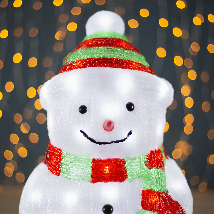 Фигура акрил. "Снеговик большой" 21х25х40 см, контроллер с димером, 60 LED, 220V, матовый