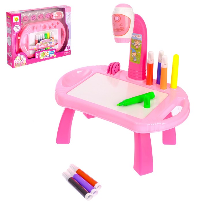 Проектор "Учимся красиво рисовать" 4 слайдера, 8 фламастеров с ножками