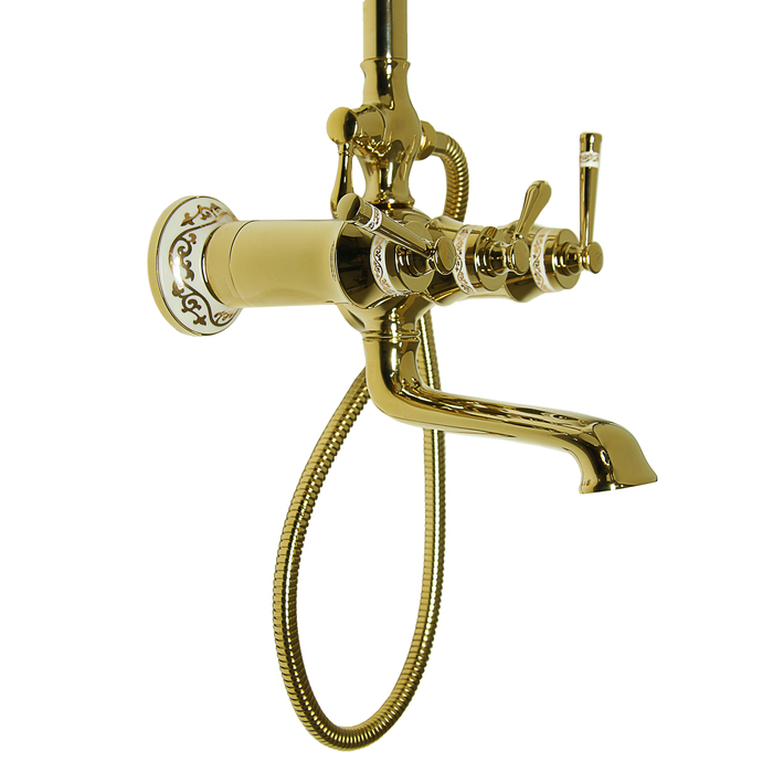Душевая система Accoona A83105W, с тропическим душем, однорычажная, латунь, цвет золото