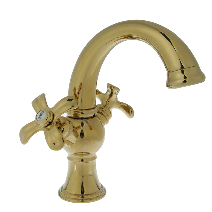 Cмеситель для раковины Accoona A96106W, двухрычажный, латунь, цвет золото